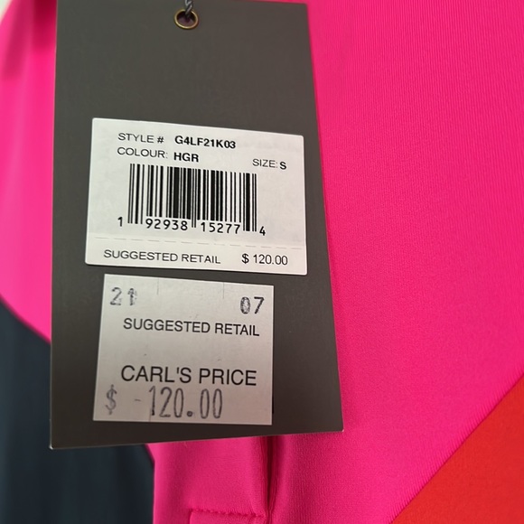 NWT G/Fore Chevron Golf Polo Shirt Women’s Size Small Grey Pink Colourblocked - Picture 5 of 6